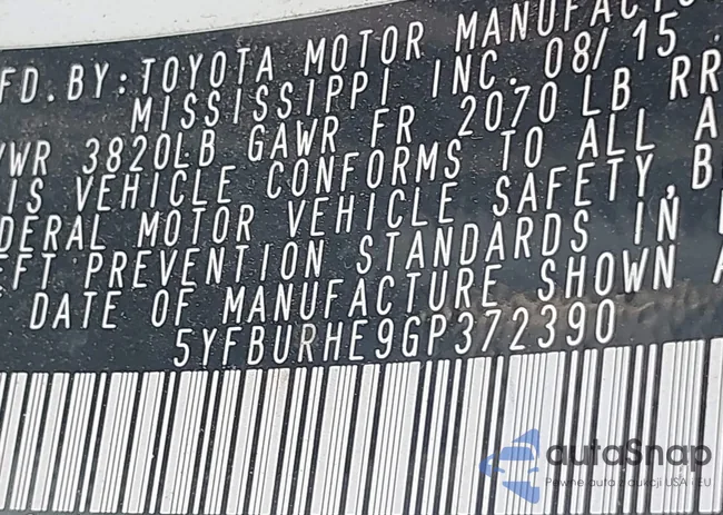 5YFBURHE9GP372390: 43030609