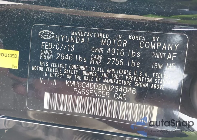 KMHGC4DD2DU234046: 43030666