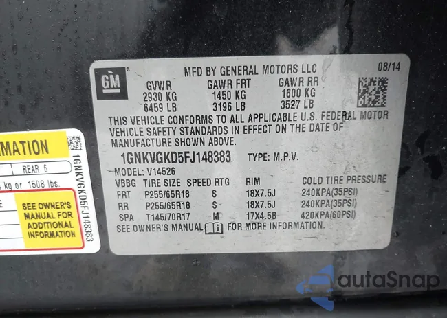 1GNKVGKD5FJ148383: 43030109