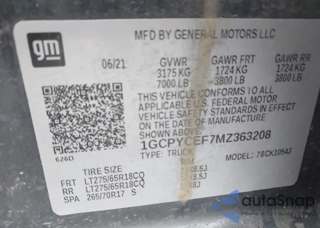 1GCPYCEF7MZ363208: 43030155