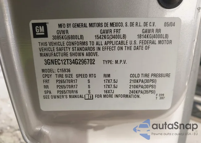 3GNEC12T34G296702: 43030239