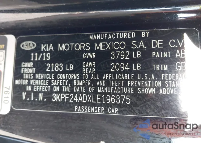 3KPF24ADXLE196375: 43030249