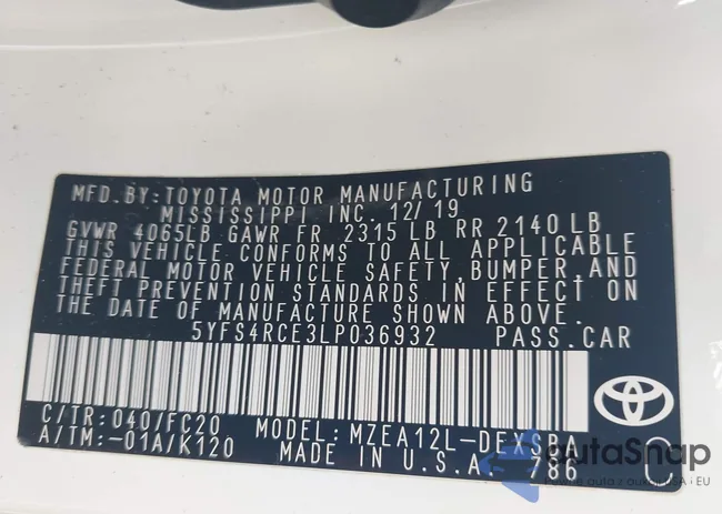 5YFS4RCE3LP036932: 43031301