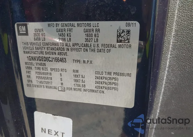 1GNKVGED6CJ166463: 43031380