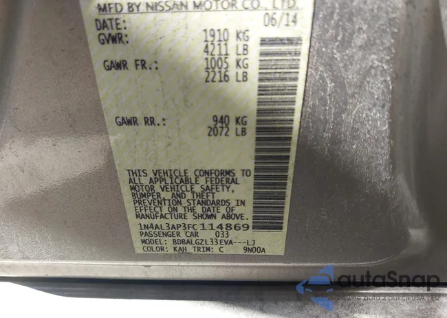 1N4AL3AP3FC114869: 43031491