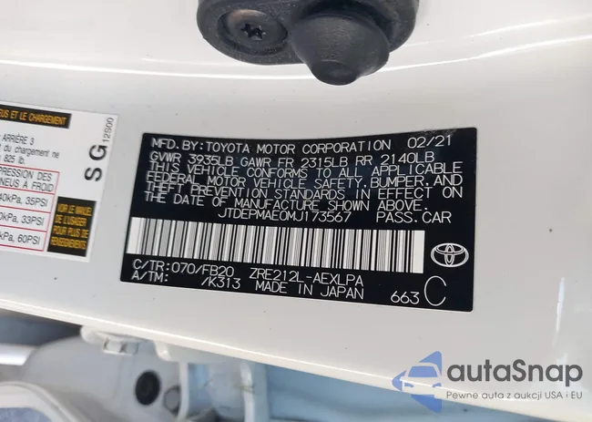 JTDEPMAE0MJ173567: 43031609