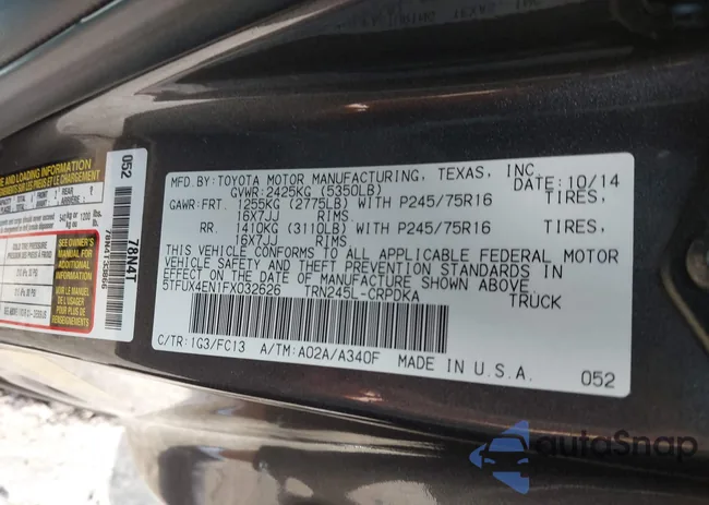 5TFUX4EN1FX032626: 43031617