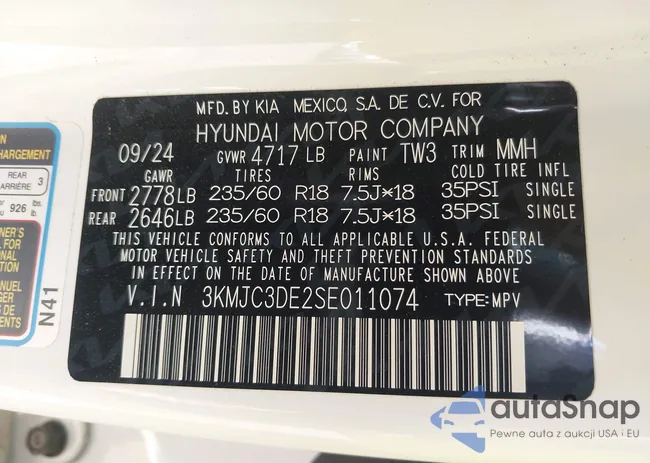 3KMJC3DE2SE011074: 43031761
