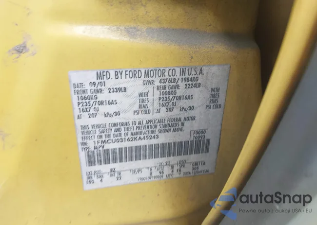 1FMCU03162KA45243: 43031783