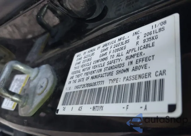 1HGCP26789A067771: 43030902