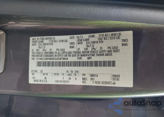 1FMCU9H94DUD47804: 43030952