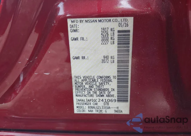 1N4AL3AP1GC241069: 43030999