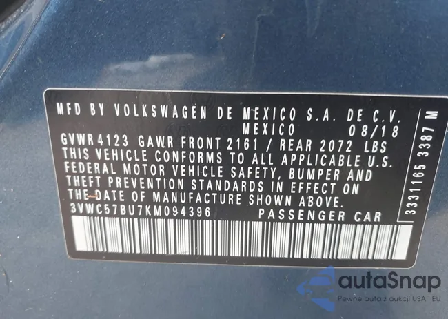 3VWC57BU7KM094396: 43031072