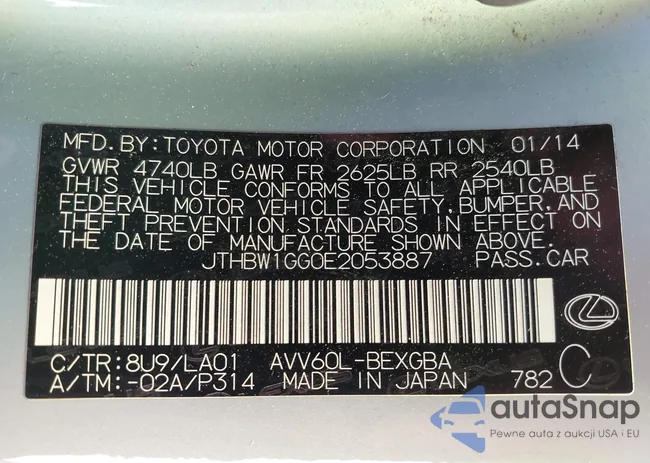 JTHBW1660E2053887: 43032380