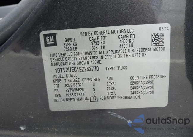 1GTV2UEC1EZ262770: 43032453