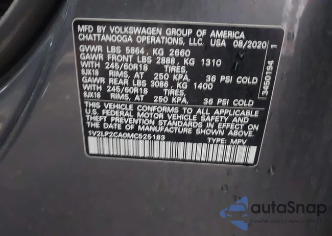 1V2LP2CA0MC525183: 43032455