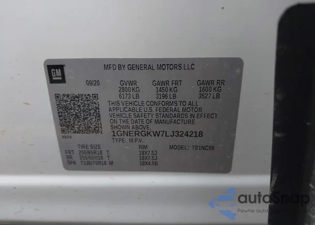 1GNERGKW7LJ324218: 43032468