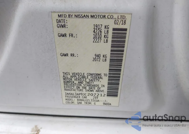 1N4AL3AP9JC207212: 43032514