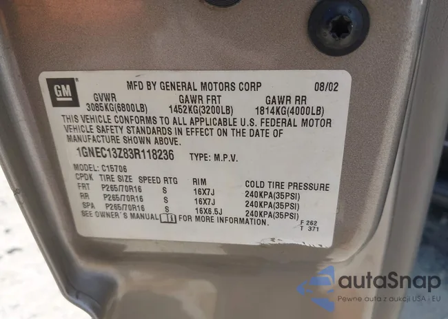 1GNEC13Z83R118236: 43032553