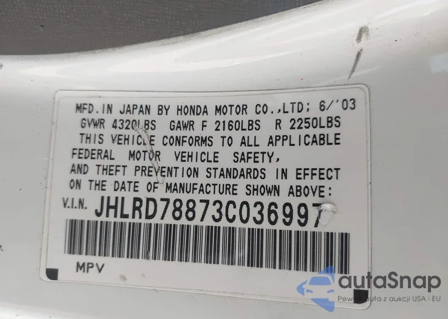 JHLRD78873C036997: 43032589