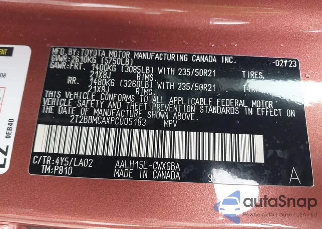 2T2BBMCAXPC005183: 43032805