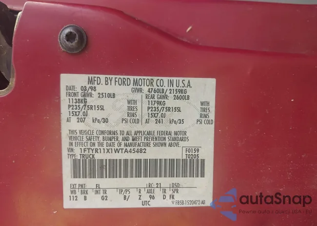 1FTYR11X1WTA45482: 43032105