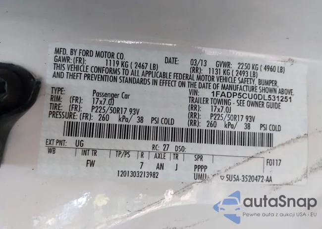 1FADP5CU0DL531251: 43033412