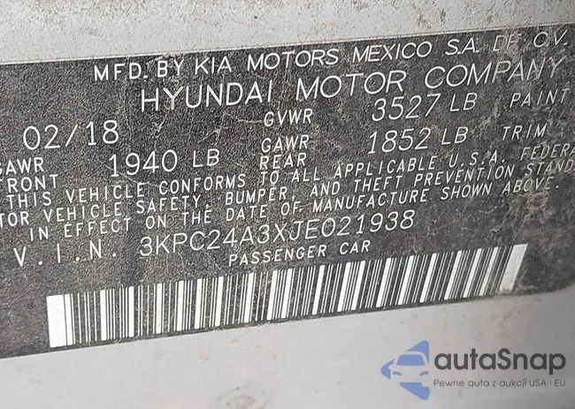 3KPC24A3XJE021938: 43033447