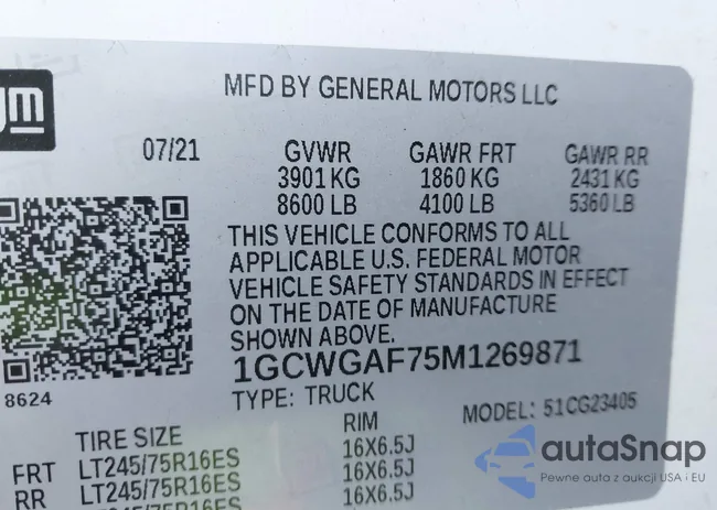 1GCWGAF75M1269871: 43033602