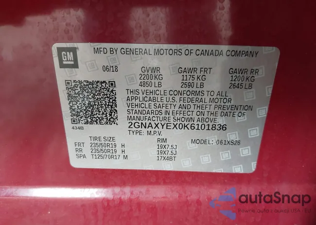 2GNAXYEX0K6101836: 43033661