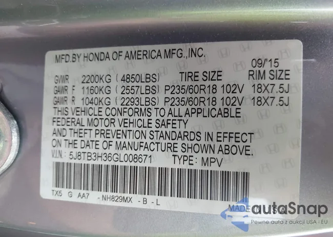 5J8TB3H36GL008671: 43033720