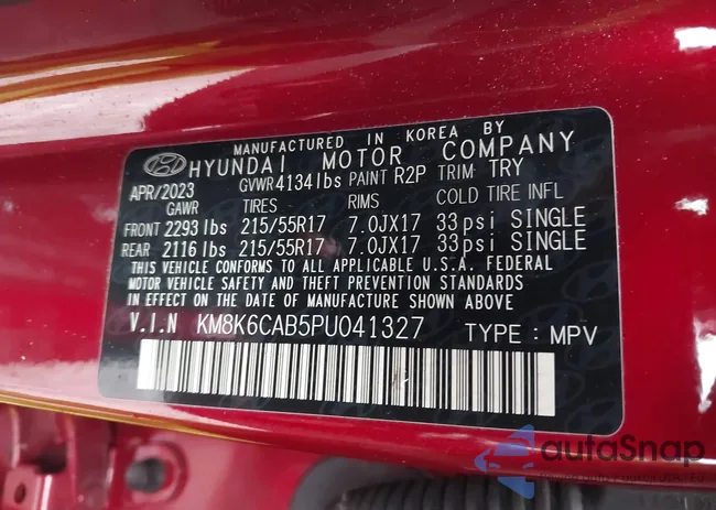 KM8K6CAB5PU041327: 43033010