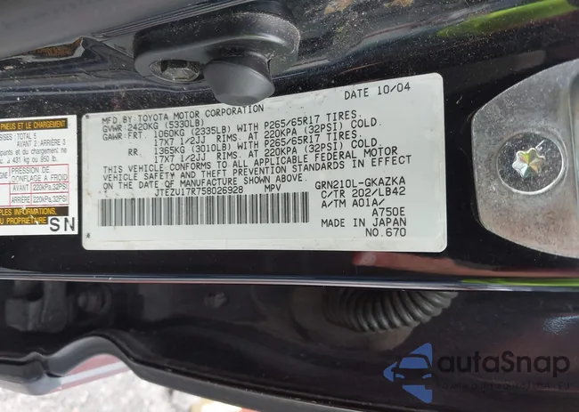 JTEZU17R758026928: 43033112