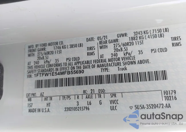 1FTFW1E54MFB55690: 43033196