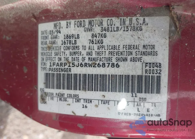 1FARP15J6RW268786: 43034490