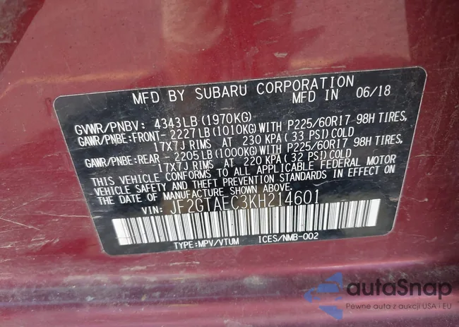 JF2GTAEC3KH214601: 43034533