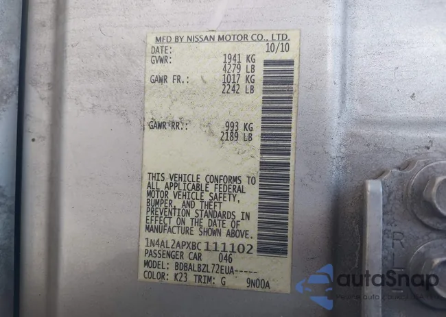 1N4AL2APXBC111102: 43033881