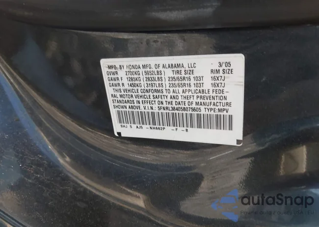 5FNRL38405B075605: 43035438