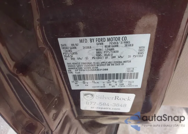 1FTPW12V98KB31388: 43035532