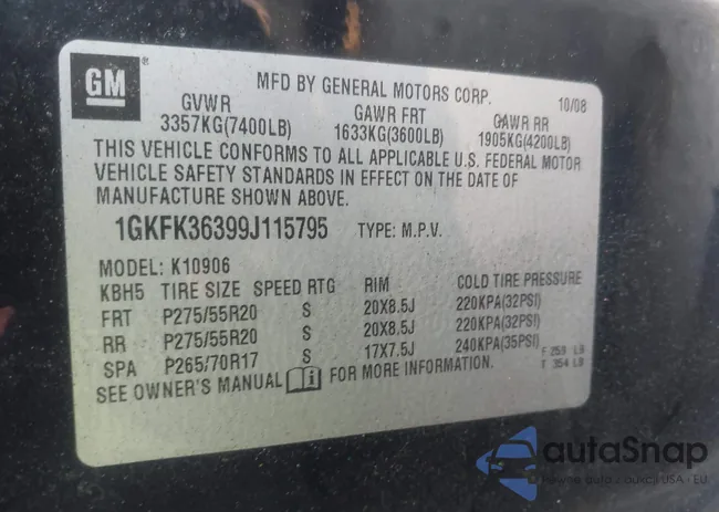 1GKFK36399J115795: 43035764