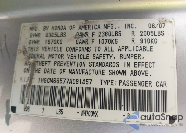 1HGCM66577A091457: 43035766