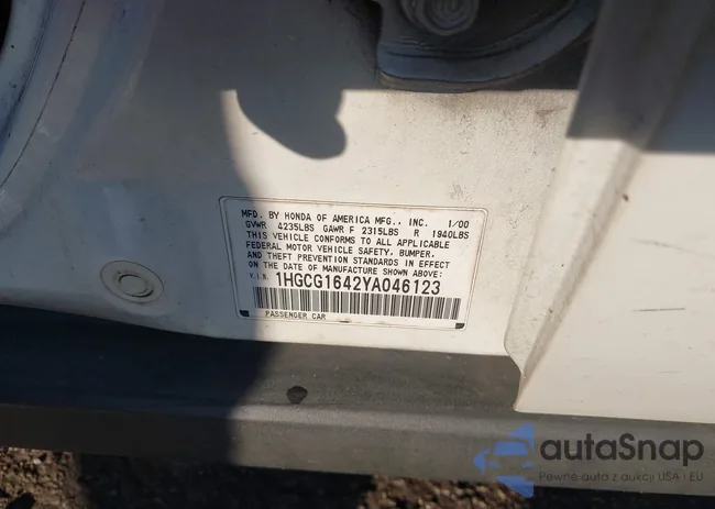 1HGCG1642YA046123: 43035843