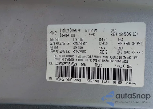 1D7HA16P57J537824: 43036276