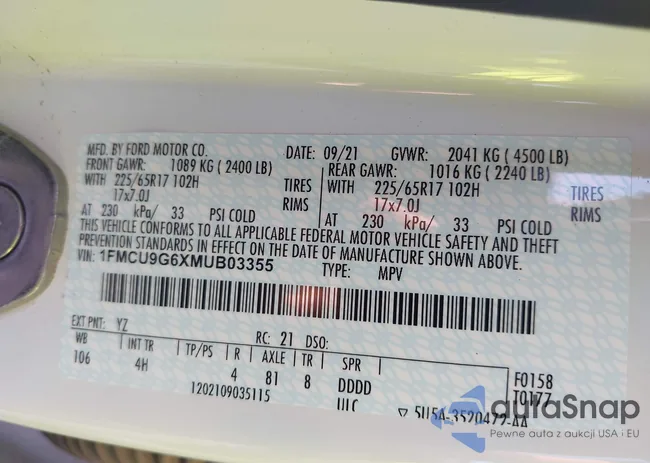 1FMCU9G6XMUB03355: 43036352