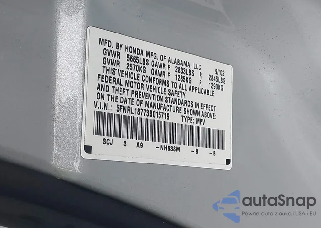 5FNRL18773B015719: 43036489