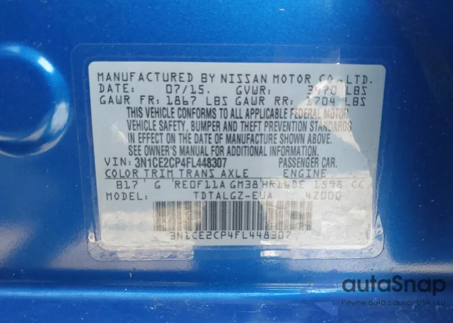 3N1CE2CP4FL448307: 43036537