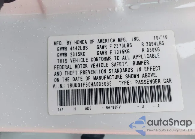 19UUB1F50HA005095: 43036658