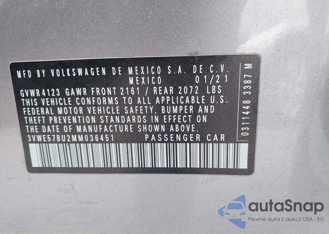 3VWE57BU2MM036451: 43036717