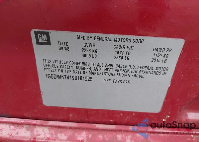 1G6DW67V190101925: 43035908