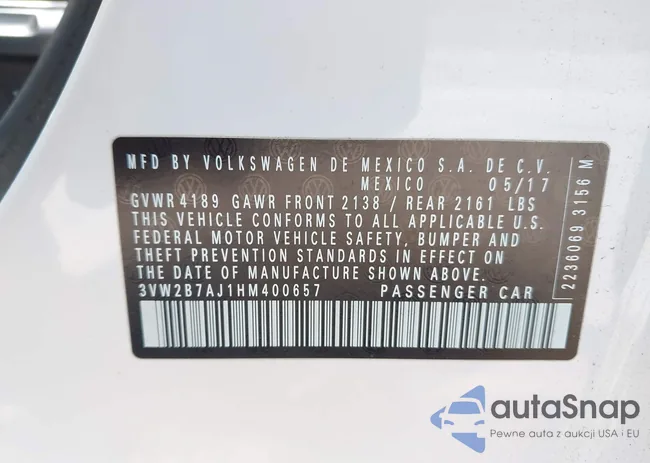 3VW2B7AJ1HM400657: 43035918